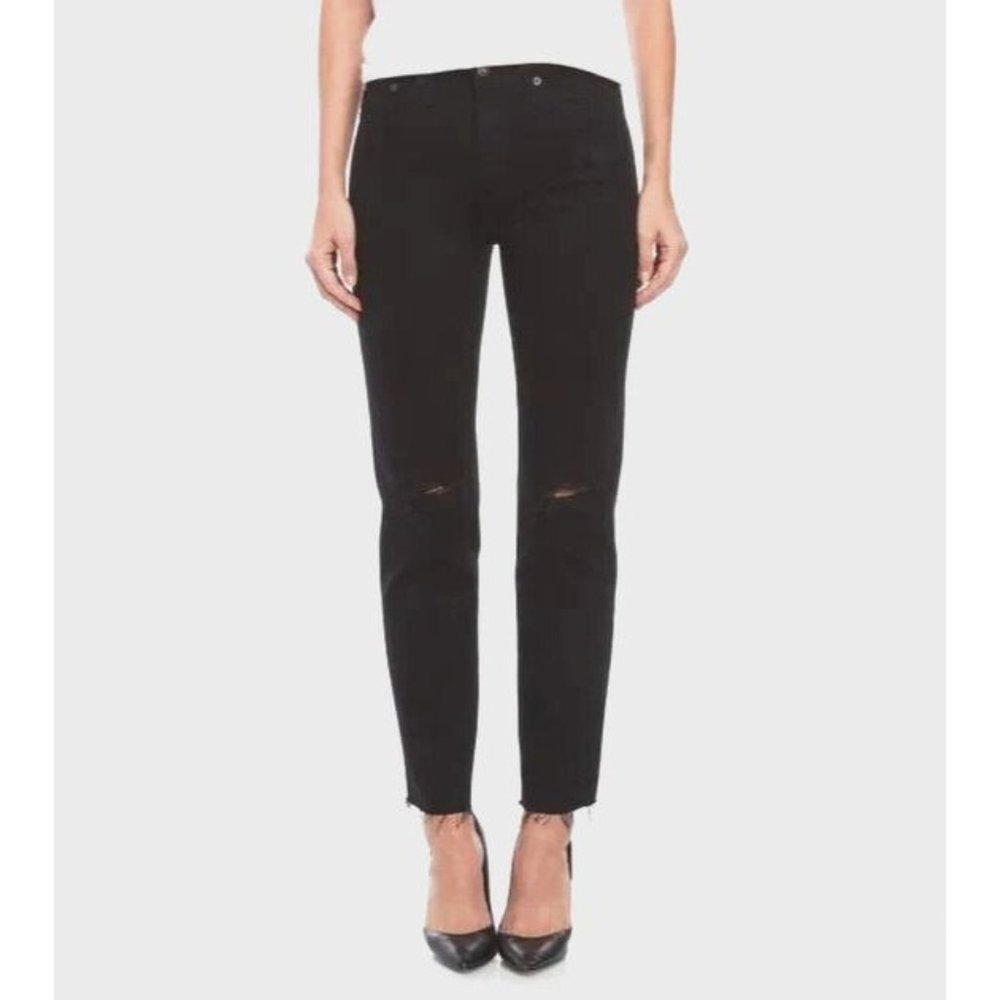 AG Adriano Womens Jeans 25 Pheobe Vintage High Waist Tapered Black Raw Hem